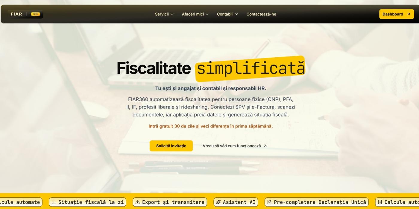 Economiști români digitalizează fiscalitatea pentru PFA și activități independente. FIAR360 transpune legislația în cod și automatizează relația cu ANAF