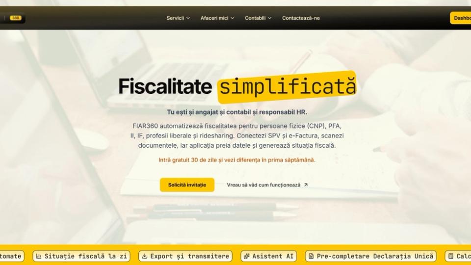 Economiști români digitalizează fiscalitatea pentru PFA și activități independente. FIAR360 transpune legislația în cod și automatizează relația cu ANAF