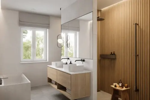 Combinații de culori și materiale pentru o baie modernă