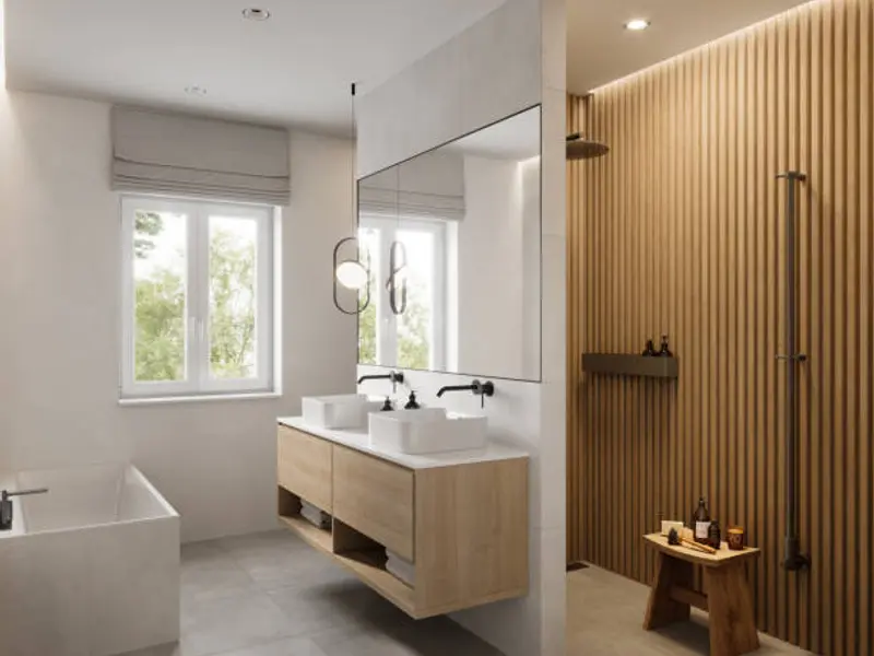 Combinații de culori și materiale pentru o baie modernă