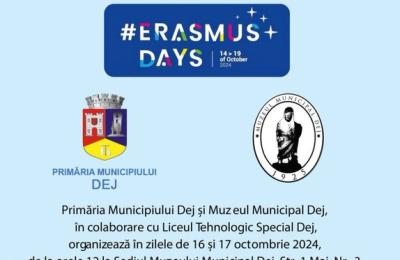 în zilele de 16 și 17 octombrie 2024, se organizează la Dej Zilele Programului Erasmus