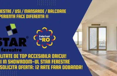 Tâmplărie de cea mai bună calitate accesibilă ACUM oricui! Hai în showroom-ul Star Ferestre pentru a profita de oferta: 12 rate fără dobândă!
