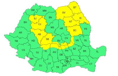 Cod galben de vreme rea în județul Cluj, emis de către meteorologii ANM