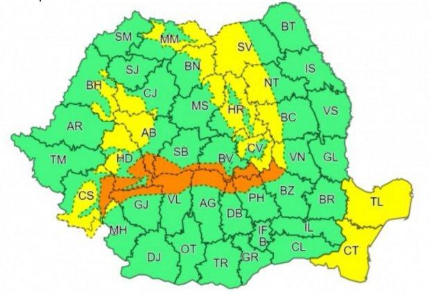 Atenție! Cod Galben de vreme rea în zona de munte a județului Cluj