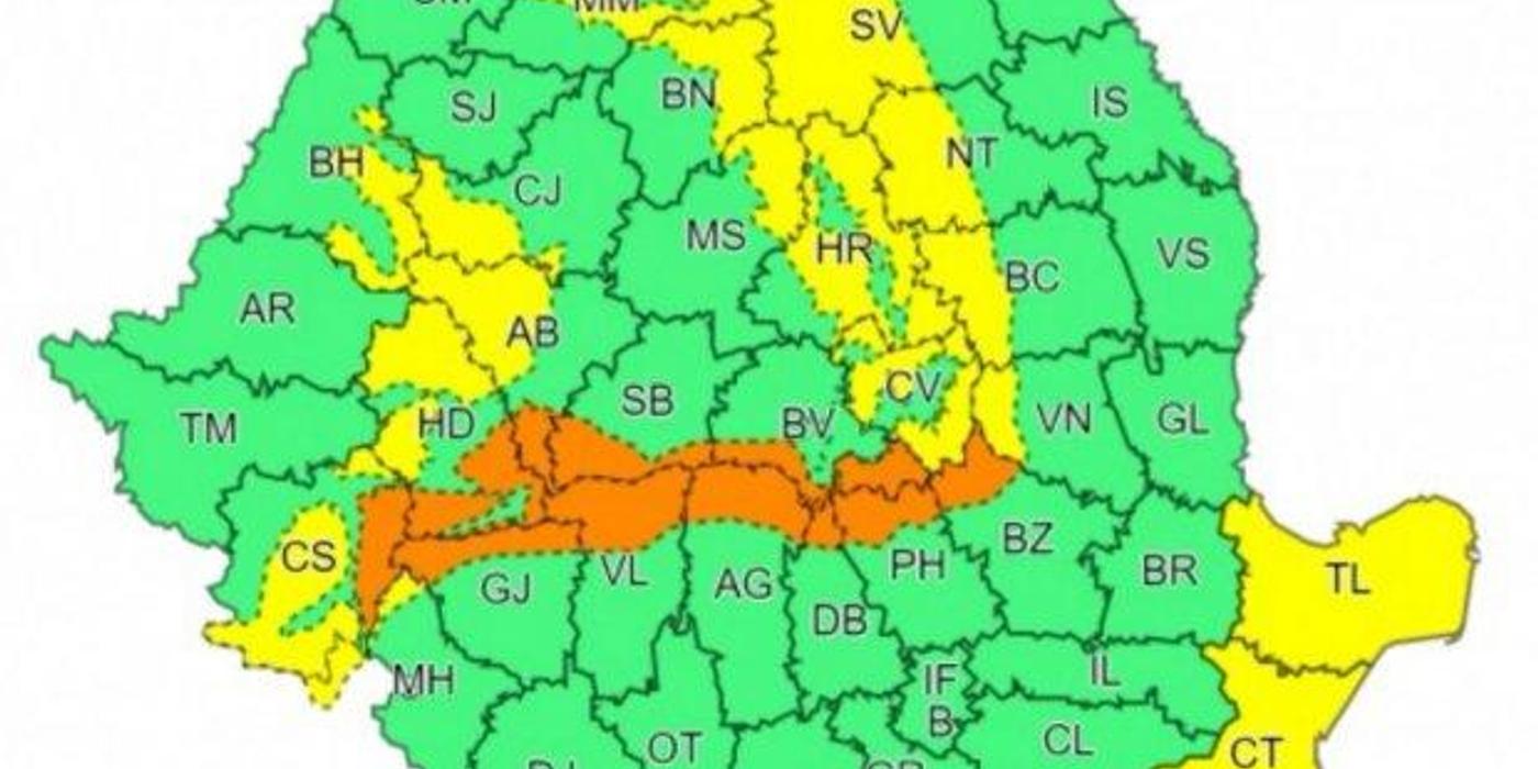 Atenție! Cod Galben de vreme rea în zona de munte a județului Cluj