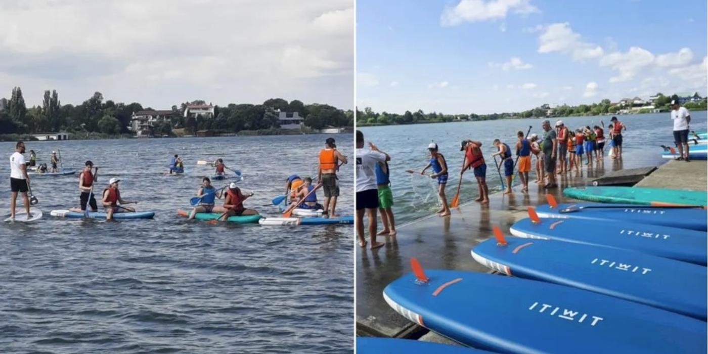 Copiii beneficiari ai Complexului de Servicii Sociale Căsuțe de Tip Familial ,,Acasă” din Sectorul 6 au învățat cum se practică standup paddleboarding