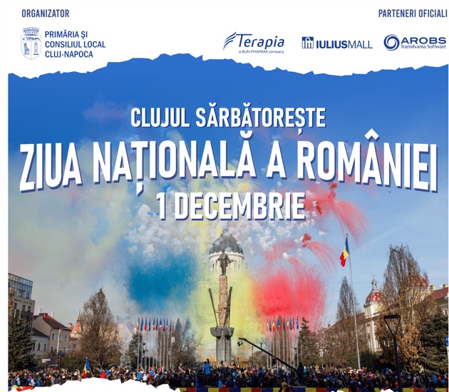 Programul manifestărilor derulate de Ziua Naționale a României, în Piața Mihai Viteazul, Piața Avram Iancu și Piața Unirii