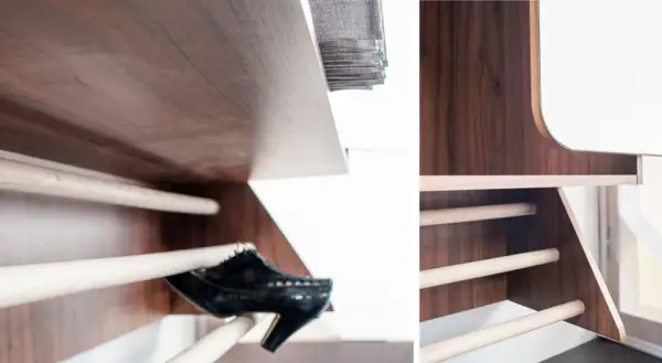 Spatiu de depozitare a hainelor pe hol. Mic, elegant si cochet