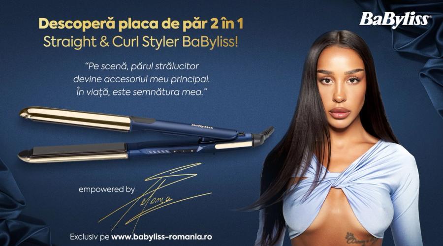 BaByliss a lansat noua Placă de păr 2 în 1 Straight Curl empowered by Ștefania: bucle rezistente sau păr drept și strălucitor fără frizz!