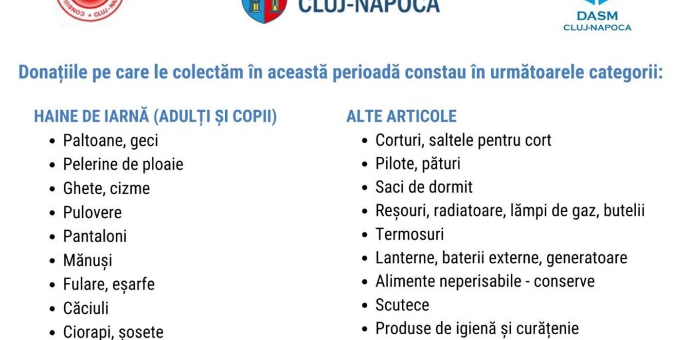 În Cluj-Napoca s-au deschis 4 puncte de colectare a donațiilor pentru cei afectați de cutremurele din Turcia și Siria