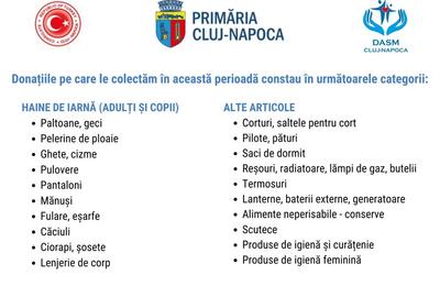 În Cluj-Napoca s-au deschis 4 puncte de colectare a donațiilor pentru cei afectați de cutremurele din Turcia și Siria
