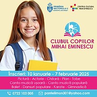 Au început înscrierile la cursurile gratuite de la Clubul Copiilor Mihai Eminescu din Sectorul 2
