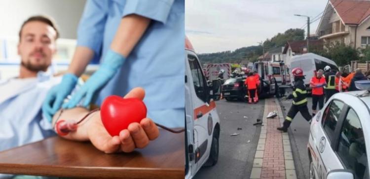 Este nevoie urgentă de sânge pentru tânărul în vârstă de 20 de ani, implicat ieri într-un grav accident rutier în Feleacu