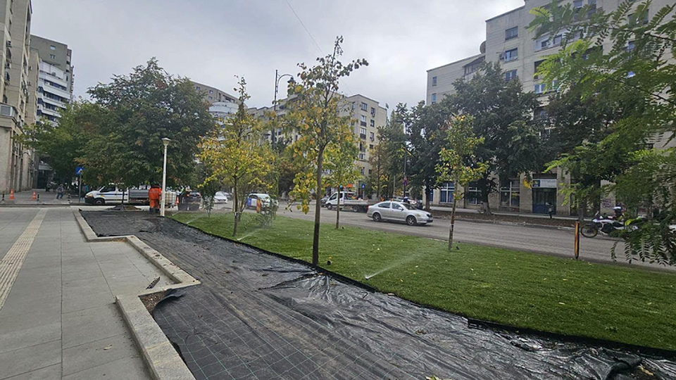 Bulevardul Națiunile Unite din Capitală, la trei luni de șantier: Gazon, copaci noi și stâlpișori anti-parcare