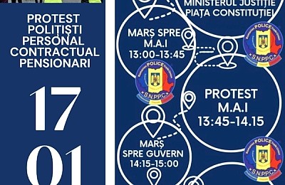 Protest masiv al polițiștilor din întreaga țară, vineri, 17 ianuarie, la București