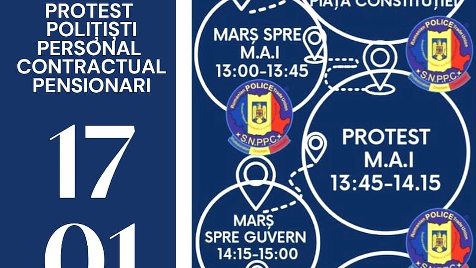 Protest masiv al polițiștilor din întreaga țară, vineri, 17 ianuarie, la București