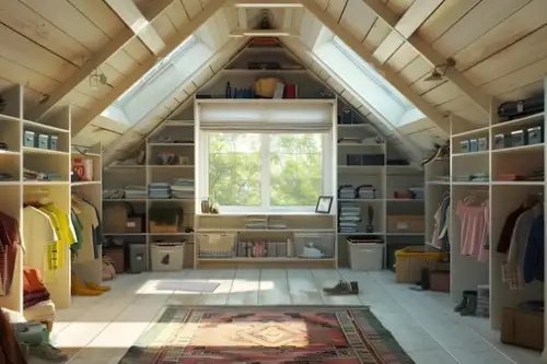 Dressing la mansardă: Un spațiu personalizat și elegant