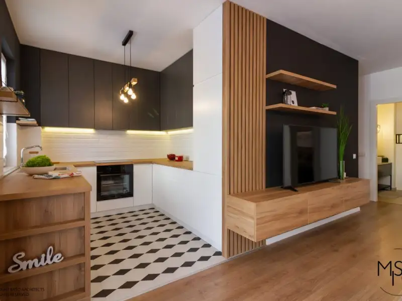 Renovare si amenajare apartament de doua camere din Bucuresti, 49 m2 in stil modern industrial