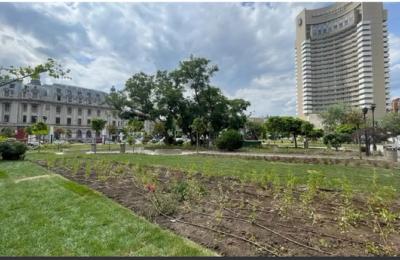 Lucrările de amenajare peisagistică din fața Teatrului Național București au luat sfârșit