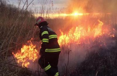 Un incendiu puternic a izbucnit aseară în Someșeni, în zona de stufăriș