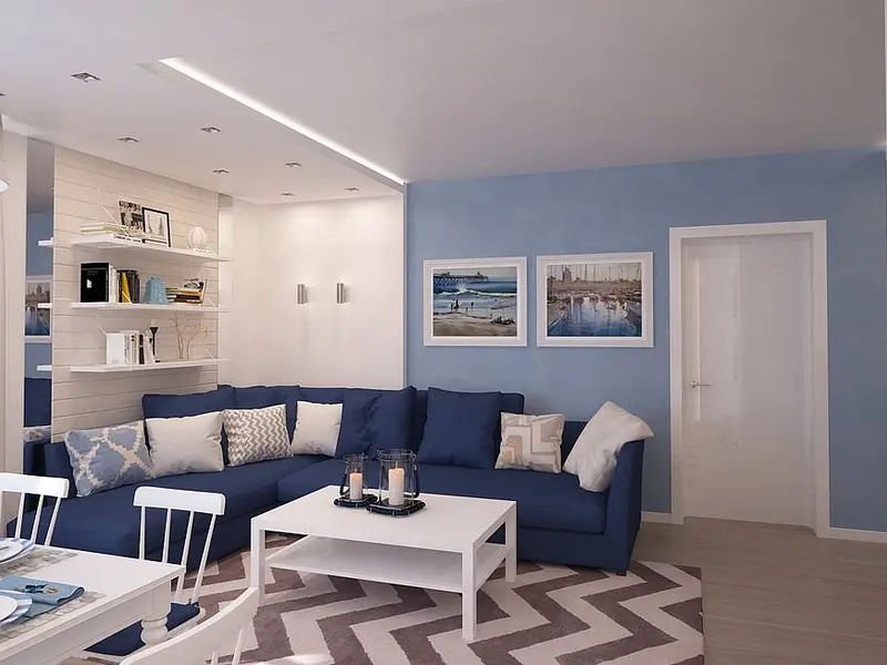 Cum sa amenajezi un living in nuante de albastru