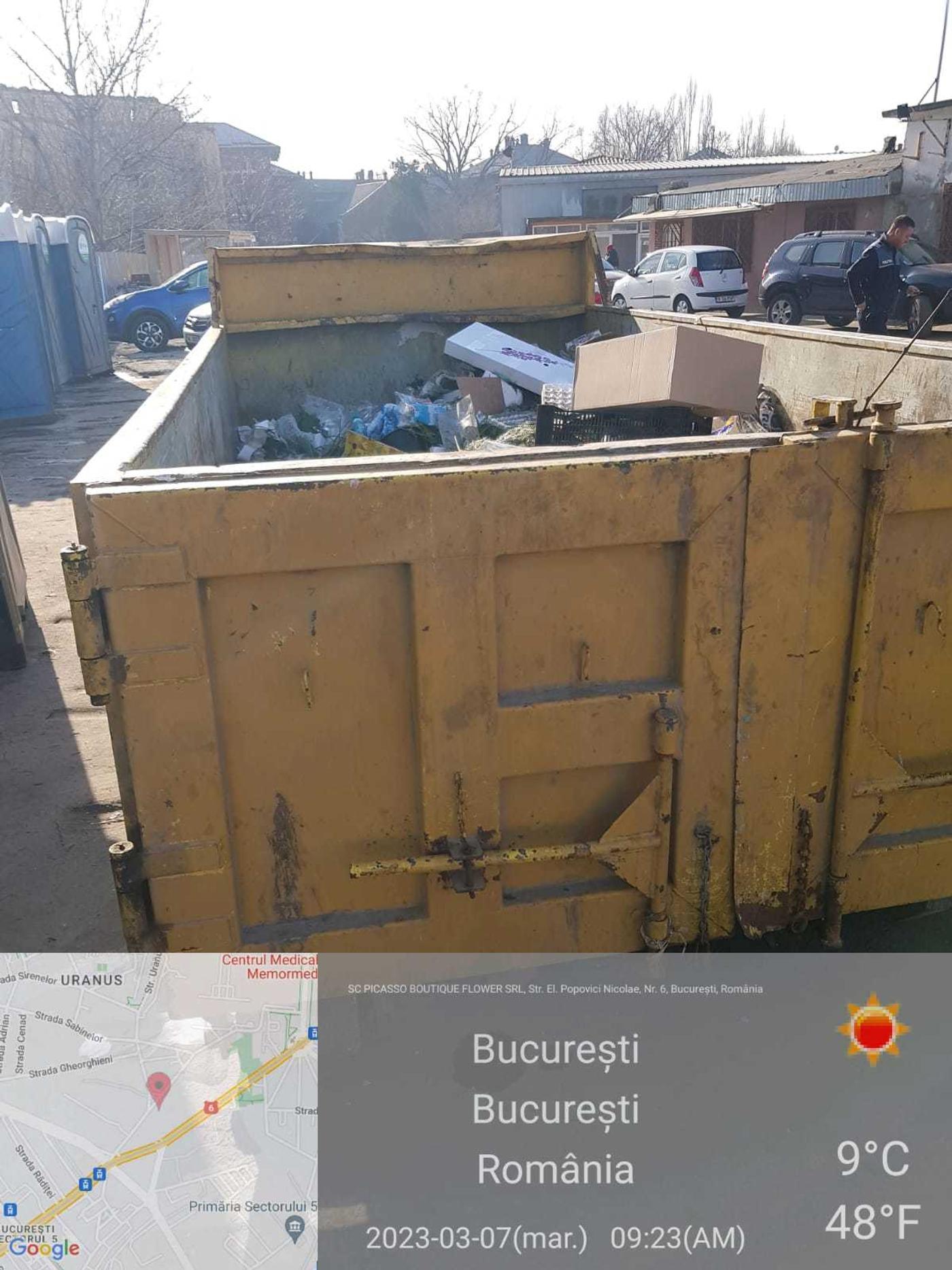 Administraţia Pieţelor Sector 5, amendată de Garda de Mediu pentru colectarea deşeurilor fără autorizaţie de mediu