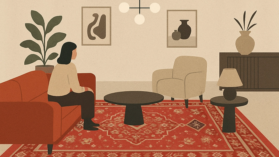 Covor statement în pattern oriental – centrul unui living maximalist