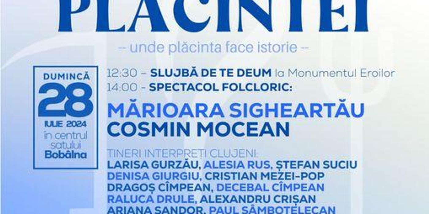 Duminică, 28 iulie, are loc cea de-a doua ediție a „Festivalului Plăcintei” în comuna clujeană Bobâlna