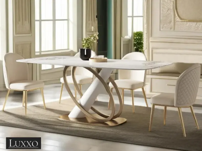 Alege Luxxo pentru design de interior în stil glam: vezi seturile hot de dining cu masă și scaune