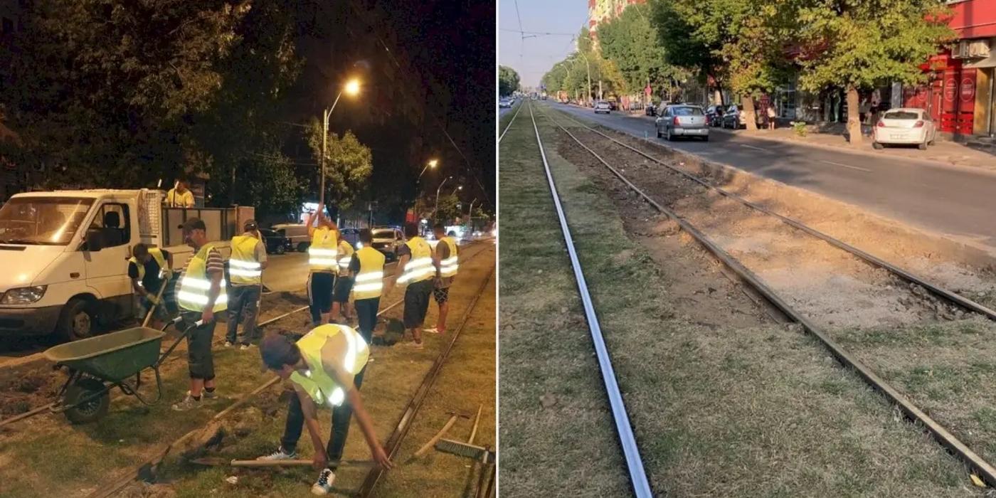 Primăria Sectorului 5 va scoate gazonul de pe șinele de tramvai