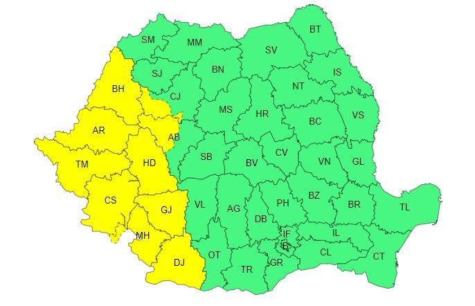 Atenție! E cod galben de ploi și vijelii în județul Cluj