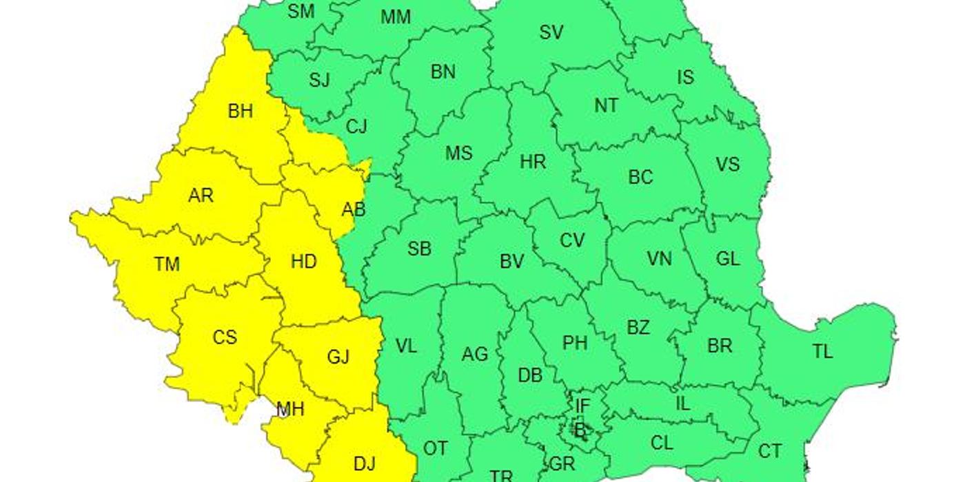 Atenție! E cod galben de ploi și vijelii în județul Cluj