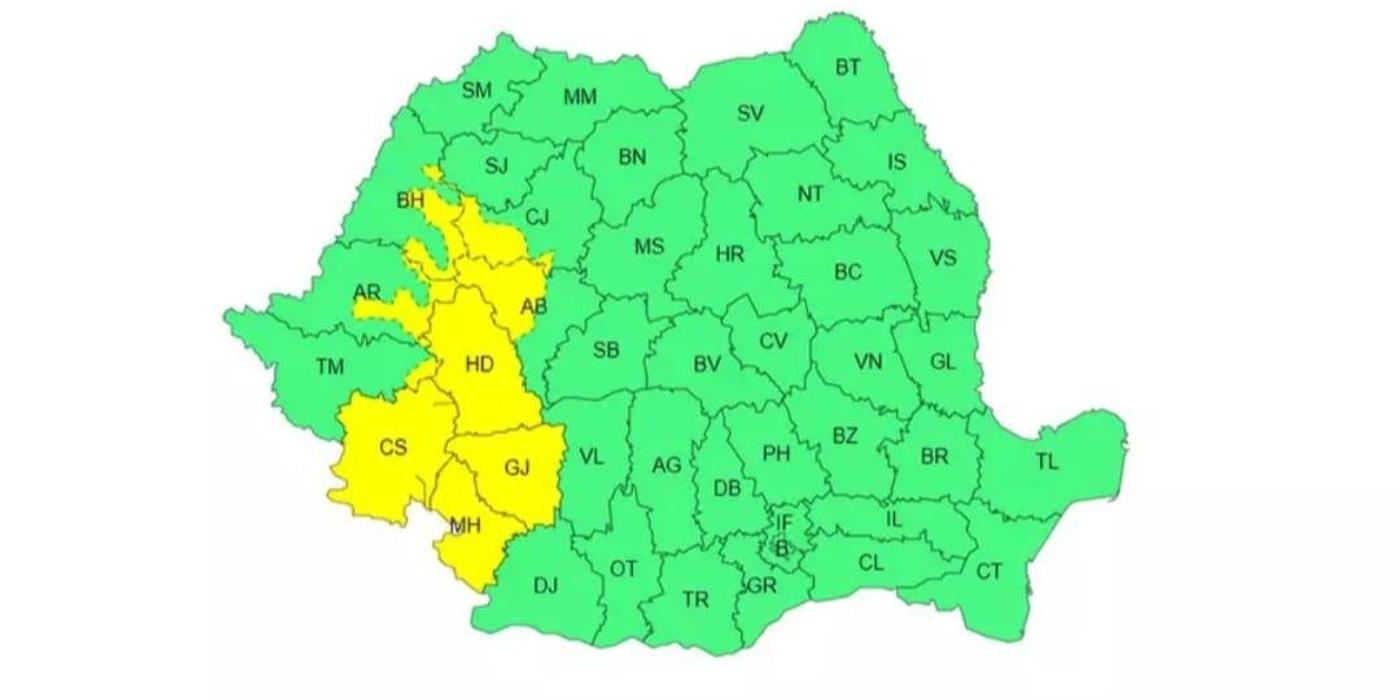 Atenționare cod galben de averse însemnate cantitativ în zona de munte a Clujului