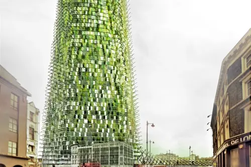 Un zgarie-nori verde facut din deseurile locatarilor in Londra
