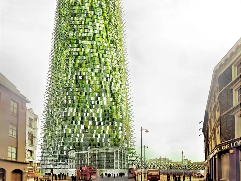 Un zgarie-nori verde facut din deseurile locatarilor in Londra