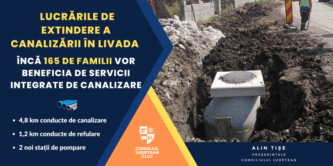 Continuă lucrările de extindere a rețelei de canalizare în localitatea Livada din comuna Iclod