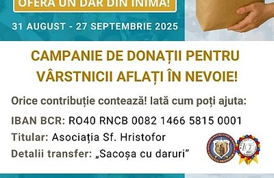 Asociația Sf. Hristofor organizează colecta umanitară „Sacoșa cu daruri” – ediția a III-a