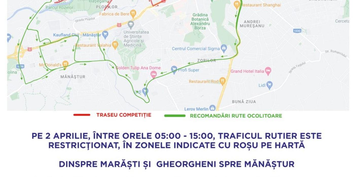 Restricții de circulație, duminică, pe mai multe străzi din Cluj-Napoca cu ocazia Maratonului Internațional WizzAir