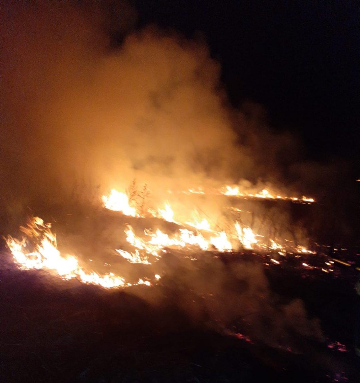 Un incendiu de vegetație a avut loc aseară, în Huedin