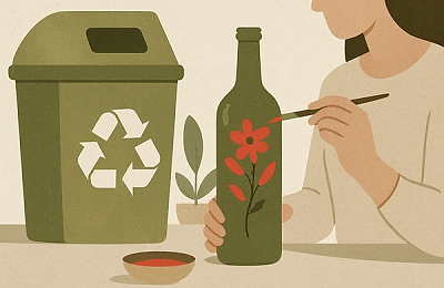 Sticlă reciclată pictată – soluție decorativă eco