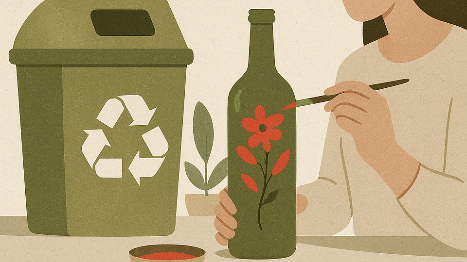 Sticlă reciclată pictată – soluție decorativă eco