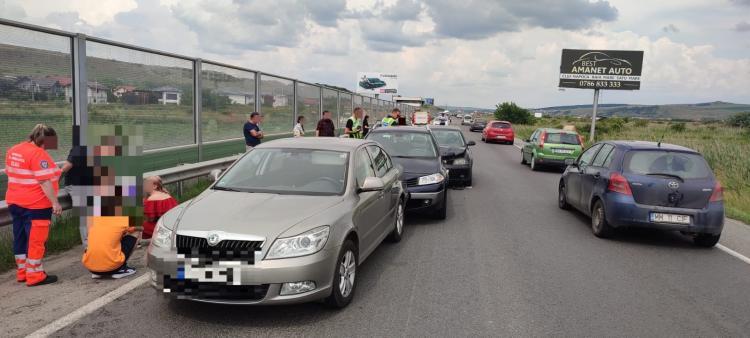 Un accident în lanț, cu patru mașini implicate, a avut loc duminică, 11 iunie, pe centura Apahida