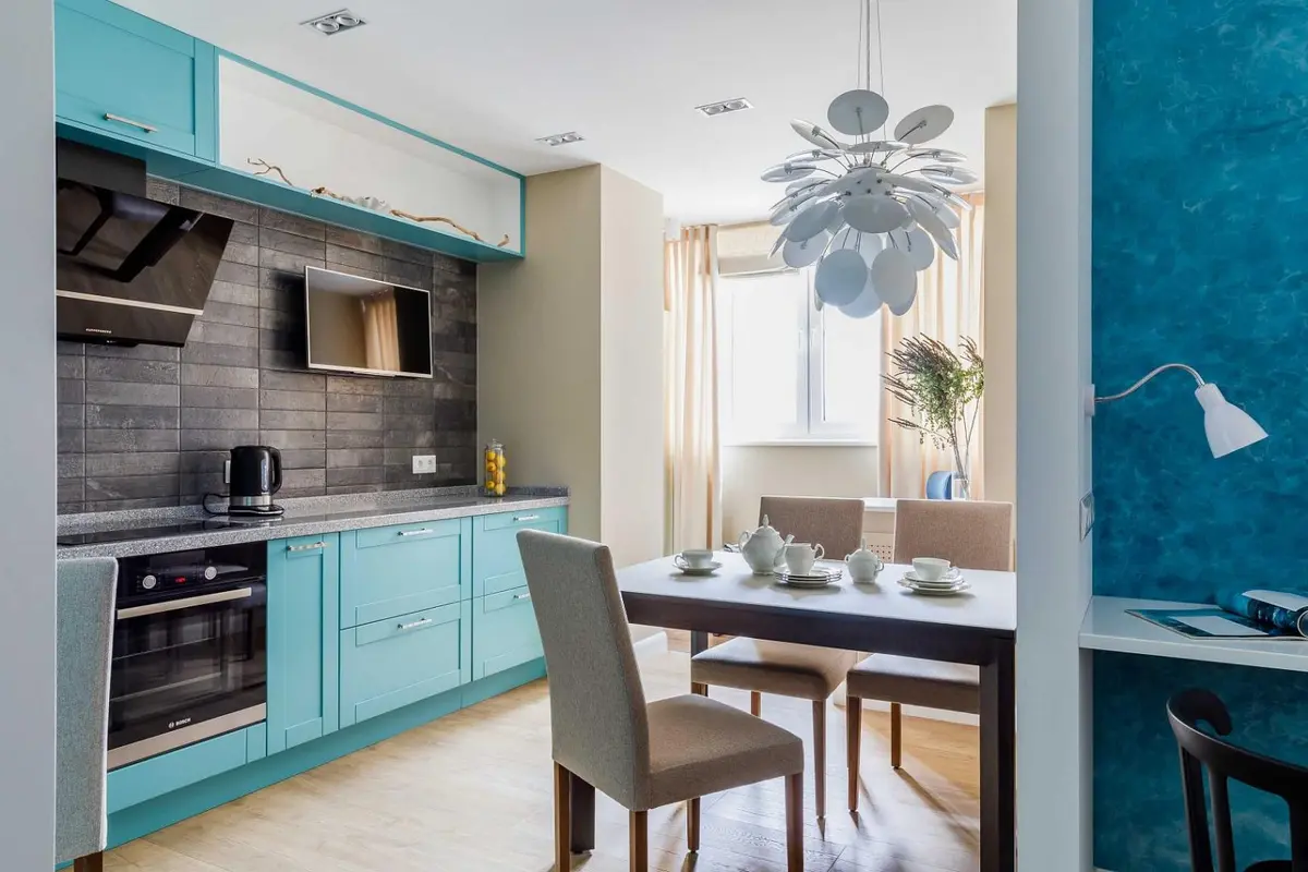 Transformare studio de 45 m2 intr-un apartament modern cu accente de albastru