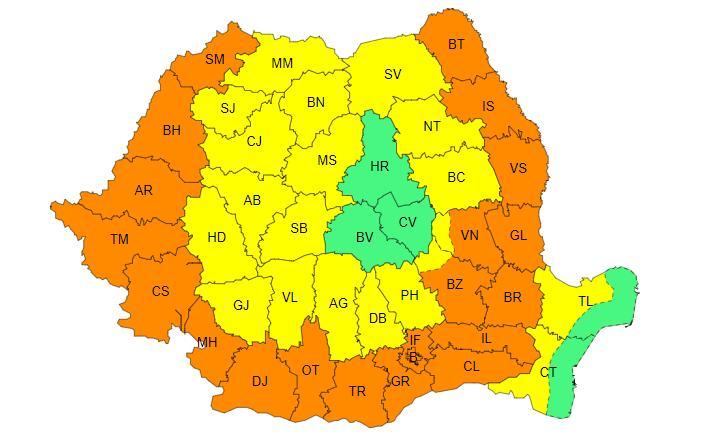 Nou cod galben de caniculă și disconfort termic accentuat, inclusiv pentru Cluj