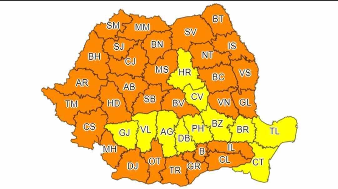 Județul Cluj, sub avertizare meteo de Cod Portocaliu