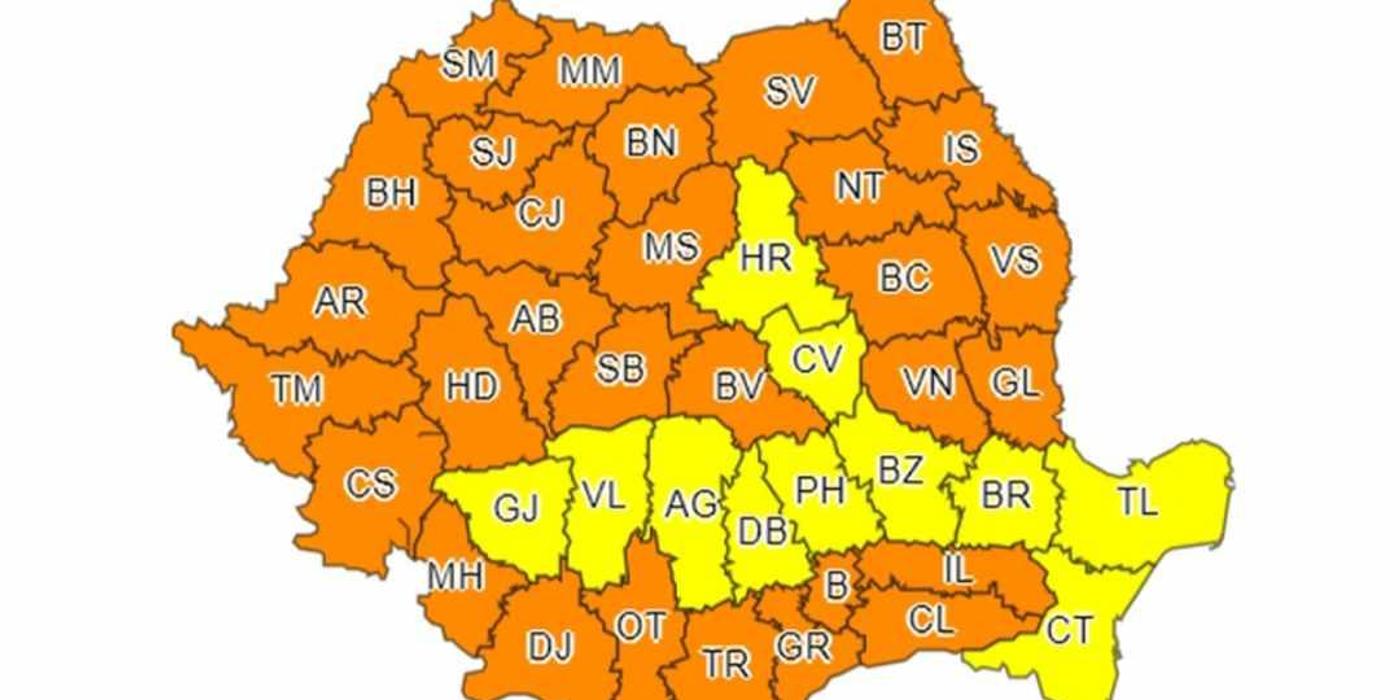 Județul Cluj, sub avertizare meteo de Cod Portocaliu