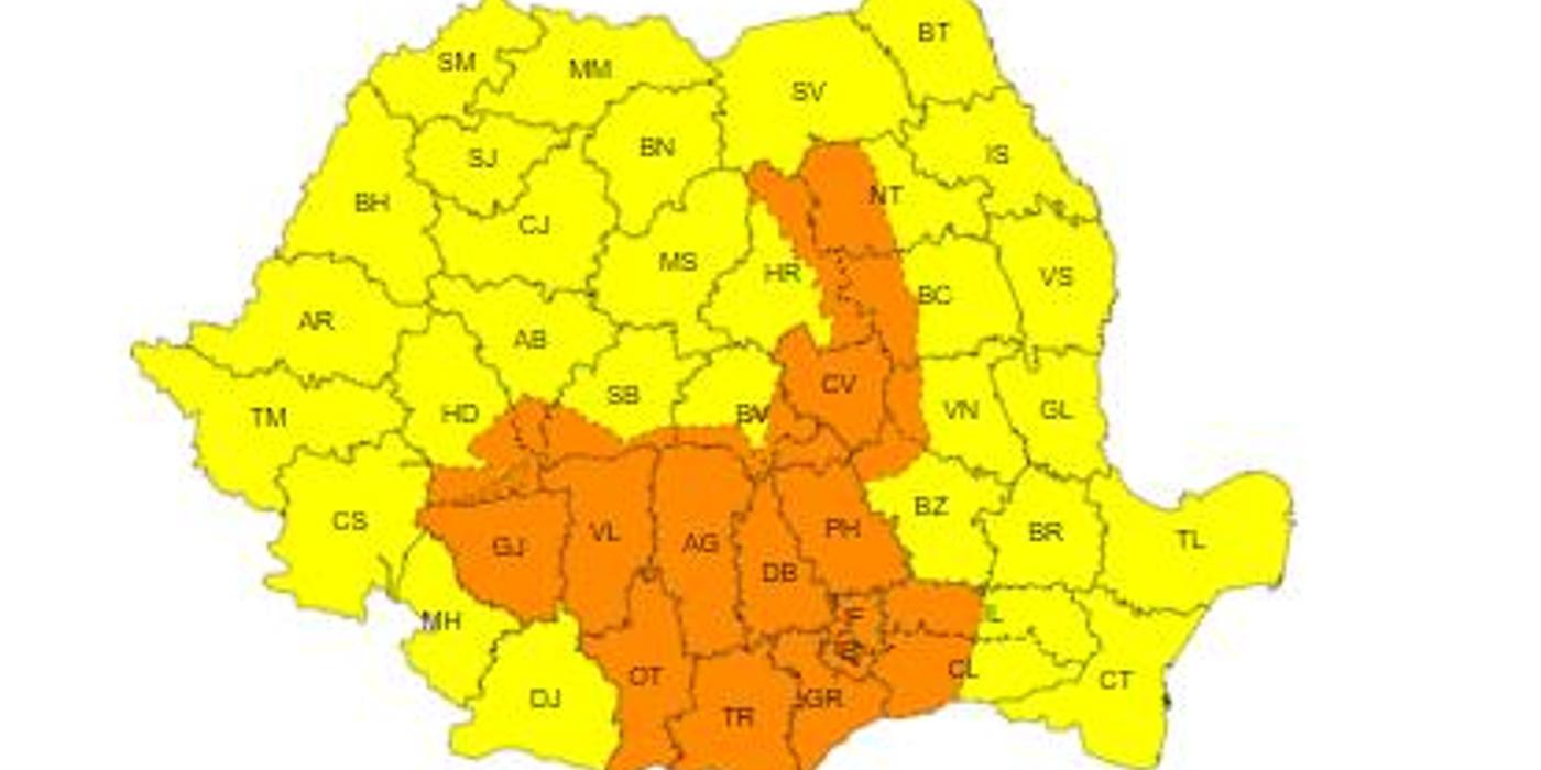 Atenție! Avertizare cod galben de vreme rea, averse şi vânt puternic pentru județul Cluj