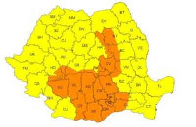 Atenție! Avertizare cod galben de vreme rea, averse şi vânt puternic pentru județul Cluj