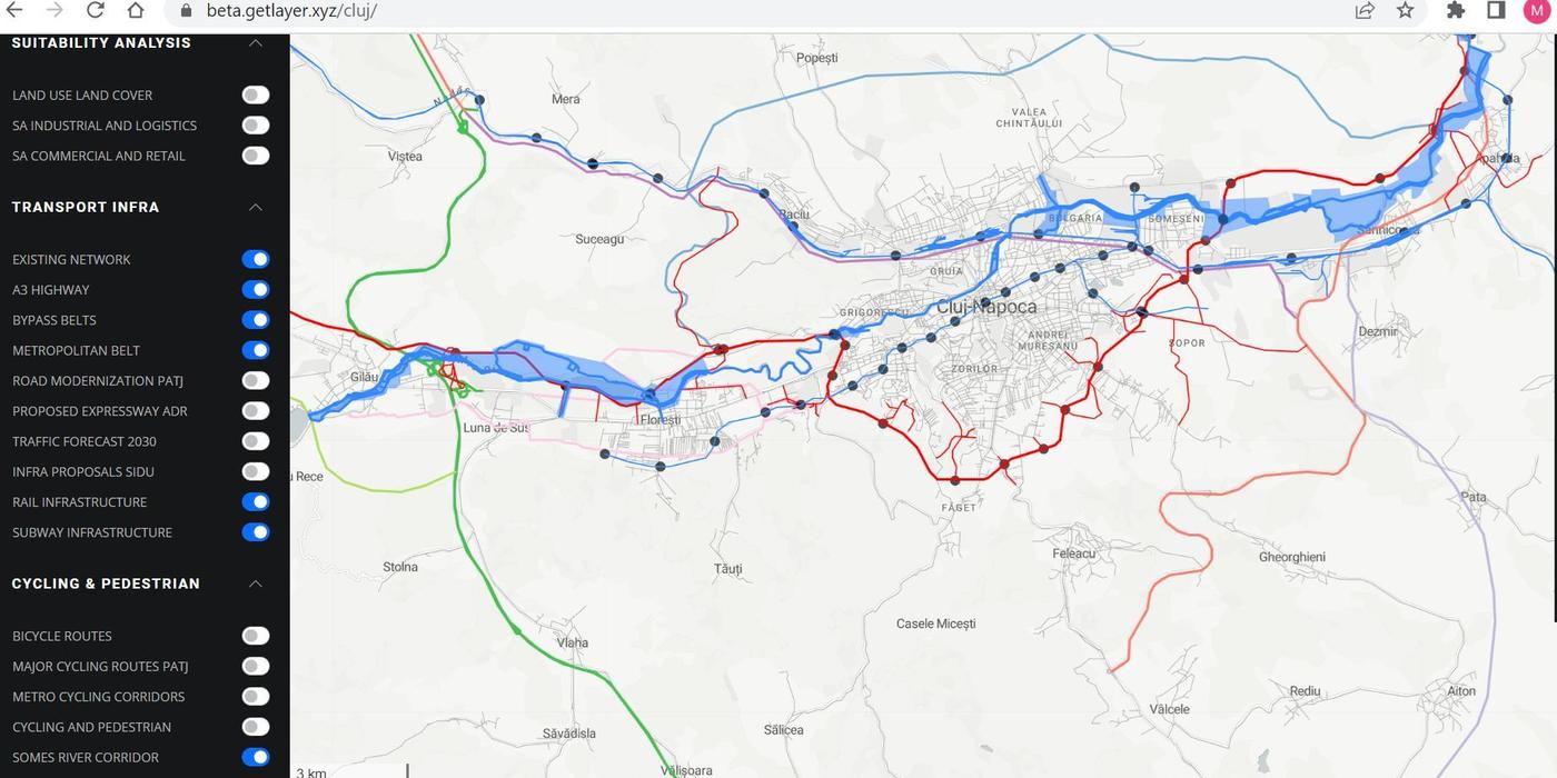 Hartă online pusă la dispoziție pentru locuitorii din Zona Metropolitană Cluj. Ea include o mulțime de informații utile