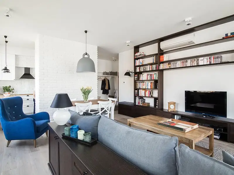 Atmosfera confortabila in stil scandinav cu accente de albastru